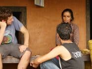 A Bournemouth journalism student talks to an earthquake survivor in Kathmandu