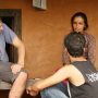 A Bournemouth journalism student talks to an earthquake survivor in Kathmandu