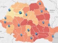 Map of Romania showing locations of members of Press Hub Market
