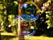 Two overlapping soap bubbles