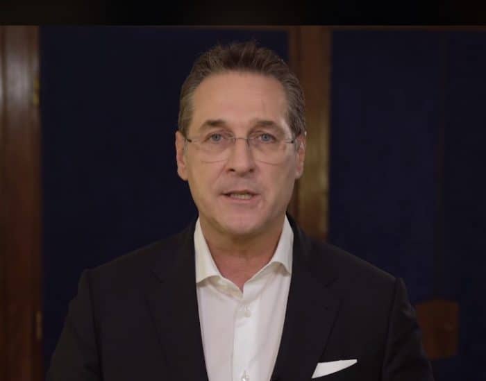 Heinz-Christian Strache making a video statement on his Facebook page